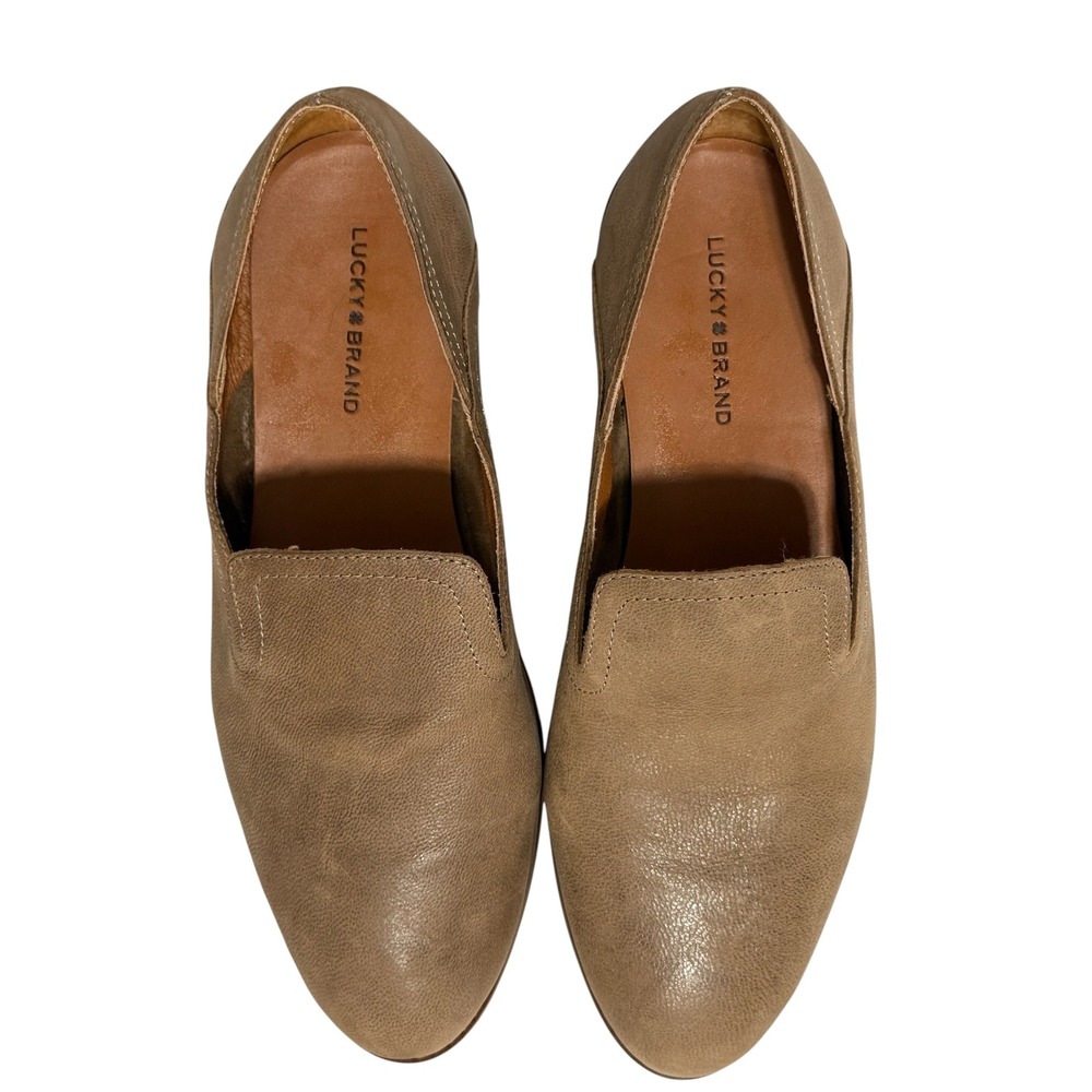 Lucky Brand Cahill Taupe Leather D'Orsay Loafers Almond Toe Flats Womens Sz 10M